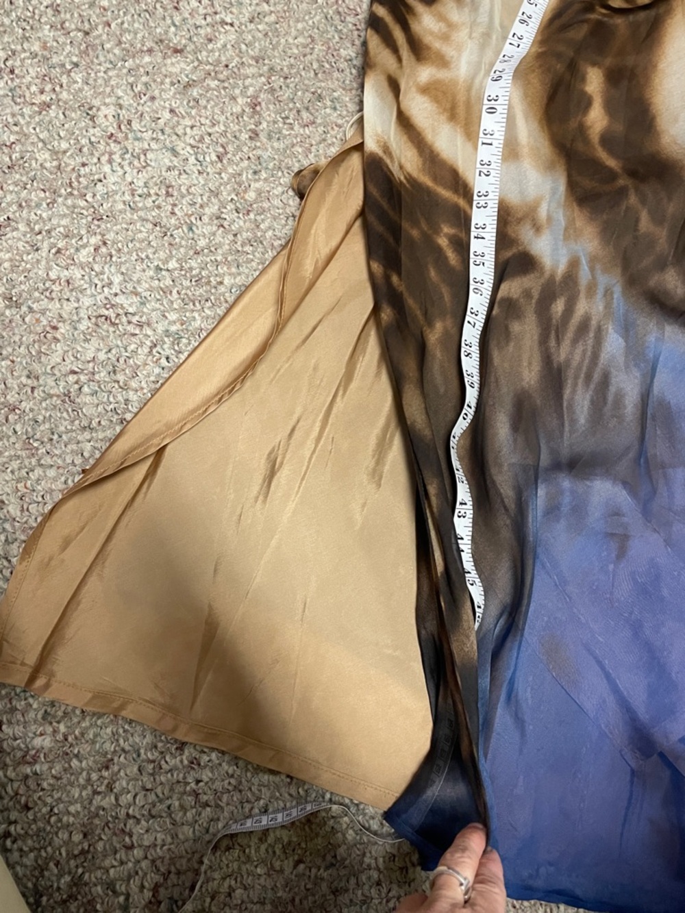 Danier leather/100% silk Brown and Blue Ombre Slip maxi Dress with Slit- new - Picture 9 of 12